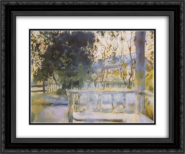 White Night. Sergievo 24x20 Black Ornate Wood Framed Art Print Poster with Double Matting by Somov, Konstantin