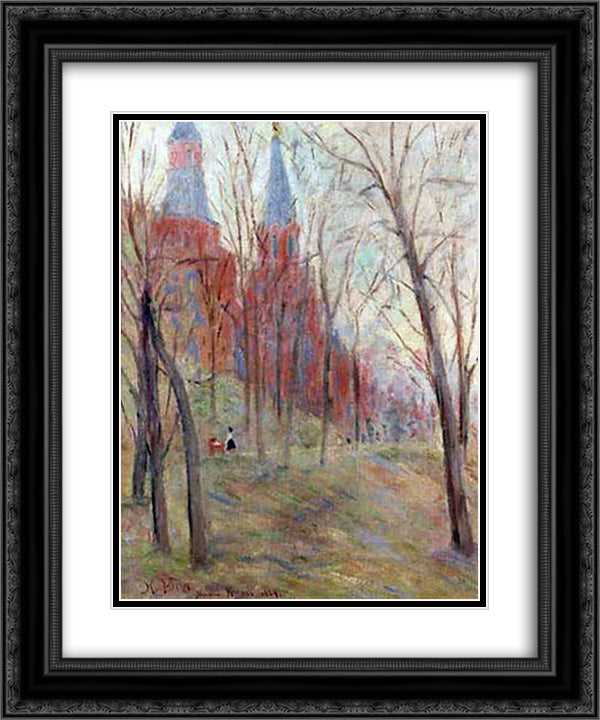 Alexander's Garden Near The Kremlin 20x24 Black Ornate Wood Framed Art Print Poster with Double Matting by Yuon, Konstantin
