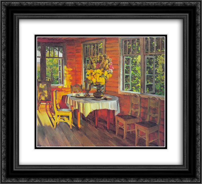August Evening. Last Ray. Ligachevo 22x20 Black Ornate Wood Framed Art Print Poster with Double Matting by Yuon, Konstantin