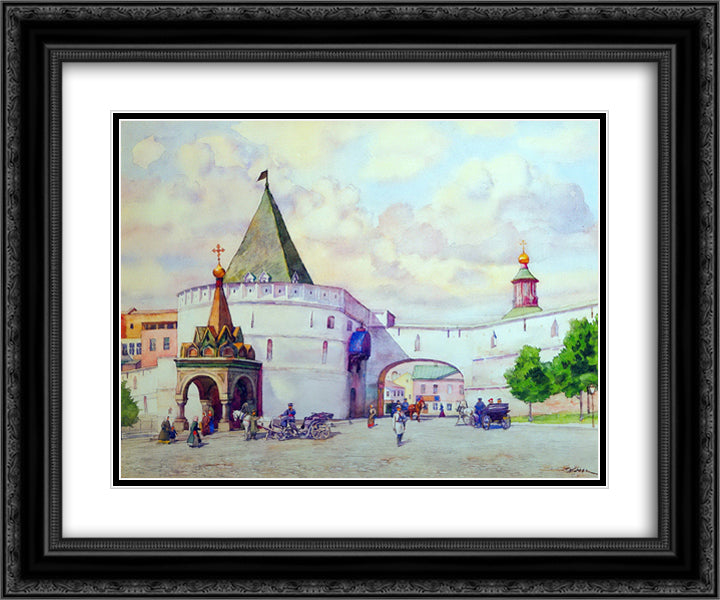 Barbara's Gate 24x20 Black Ornate Wood Framed Art Print Poster with Double Matting by Yuon, Konstantin