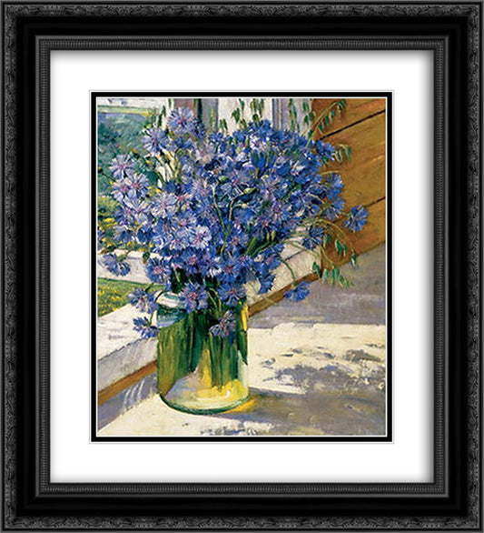 Cornflowers in a ray of sunshine 20x22 Black Ornate Wood Framed Art Print Poster with Double Matting by Yuon, Konstantin