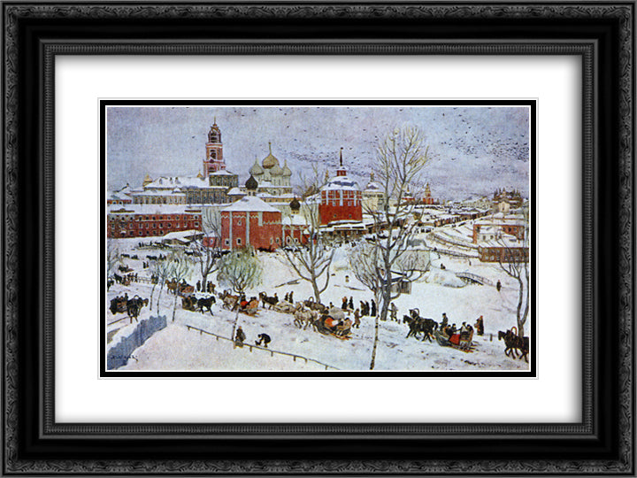 In Sergiyev Posad 24x18 Black Ornate Wood Framed Art Print Poster with Double Matting by Yuon, Konstantin