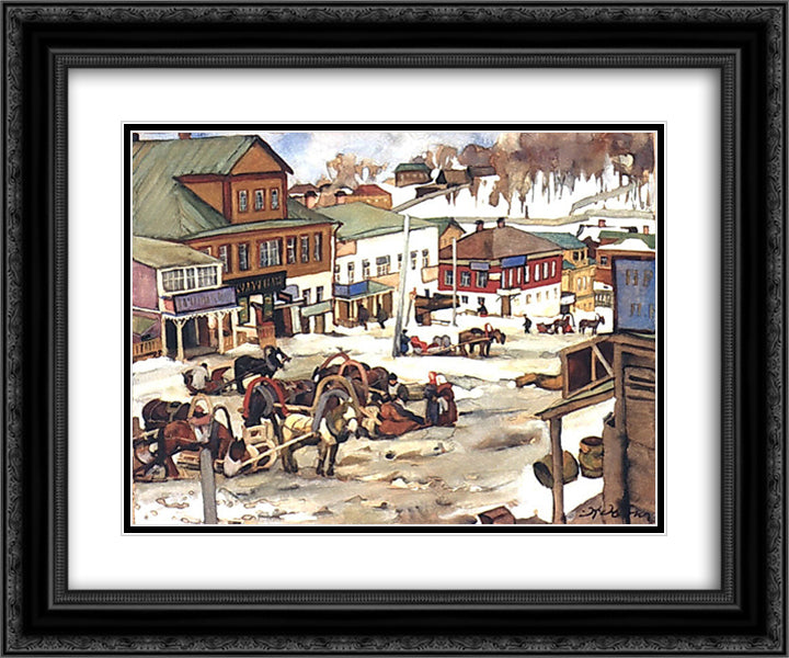 In the monastery tenements. Near Troitse - Sergiyev 24x20 Black Ornate Wood Framed Art Print Poster with Double Matting by Yuon, Konstantin