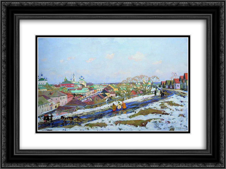 In The Province. Torzhok. Tver Governorate 24x18 Black Ornate Wood Framed Art Print Poster with Double Matting by Yuon, Konstantin