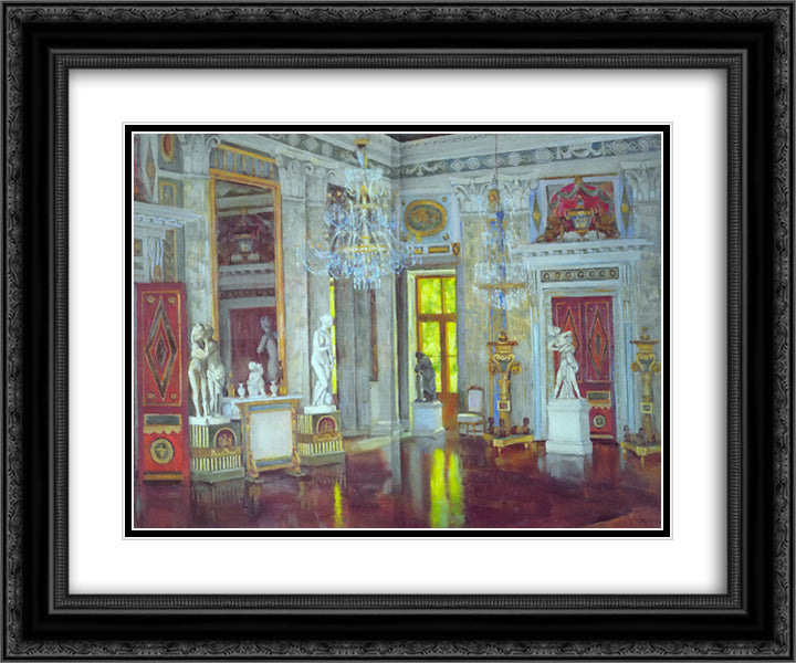 Italian Hall Ostankino Palace 24x20 Black Ornate Wood Framed Art Print Poster with Double Matting by Yuon, Konstantin