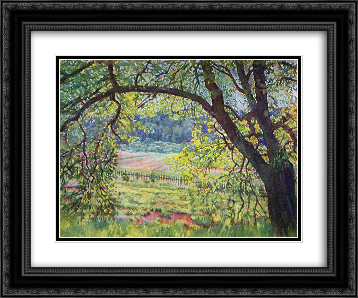 Light and Air 24x20 Black Ornate Wood Framed Art Print Poster with Double Matting by Yuon, Konstantin