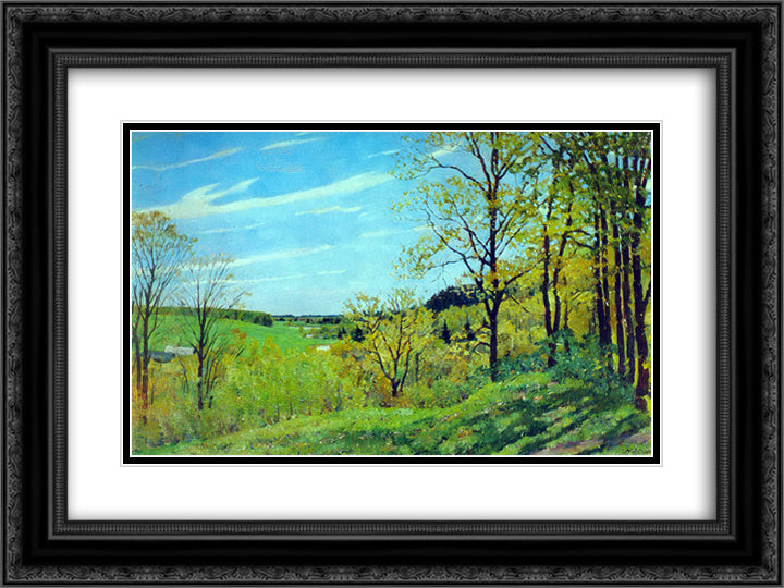 May Morning. Nightingale place. Ligachevo 24x18 Black Ornate Wood Framed Art Print Poster with Double Matting by Yuon, Konstantin