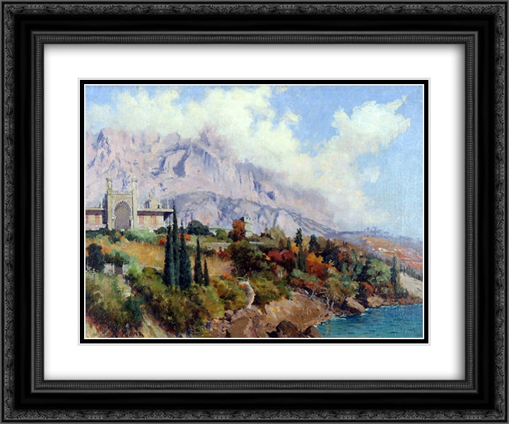 Seascape. Mountain slope 24x20 Black Ornate Wood Framed Art Print Poster with Double Matting by Yuon, Konstantin