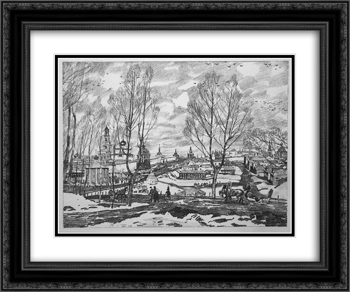 Sergiyev Posad. March 24x20 Black Ornate Wood Framed Art Print Poster with Double Matting by Yuon, Konstantin