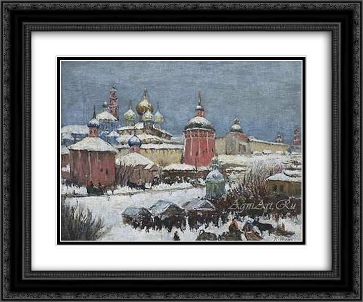 Sergiyev Posad 24x20 Black Ornate Wood Framed Art Print Poster with Double Matting by Yuon, Konstantin