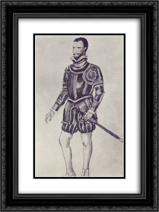 Sketch for Glinka's opera Ivan Susanin. Guest 18x24 Black Ornate Wood Framed Art Print Poster with Double Matting by Yuon, Konstantin