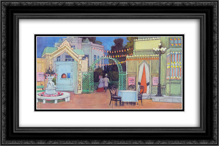 Sketch for the play by Ostrovsky 'Mad Money'. In the Petrovsky Park 24x16 Black Ornate Wood Framed Art Print Poster with Double Matting by Yuon, Konstantin