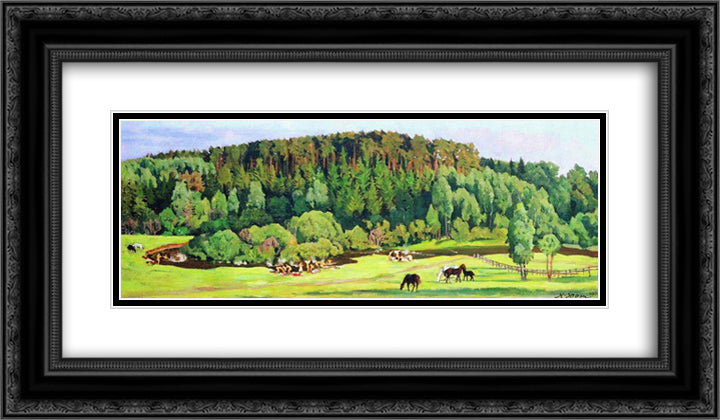 Summer Day 24x14 Black Ornate Wood Framed Art Print Poster with Double Matting by Yuon, Konstantin