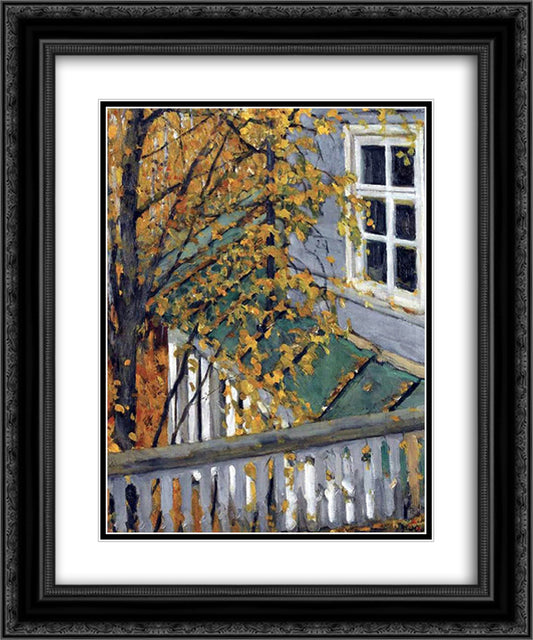 The Autumn View From The Balcony 20x24 Black Ornate Wood Framed Art Print Poster with Double Matting by Yuon, Konstantin