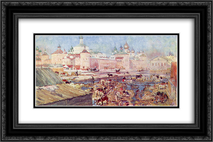 The Blue Day. Rostov The Great 24x16 Black Ornate Wood Framed Art Print Poster with Double Matting by Yuon, Konstantin