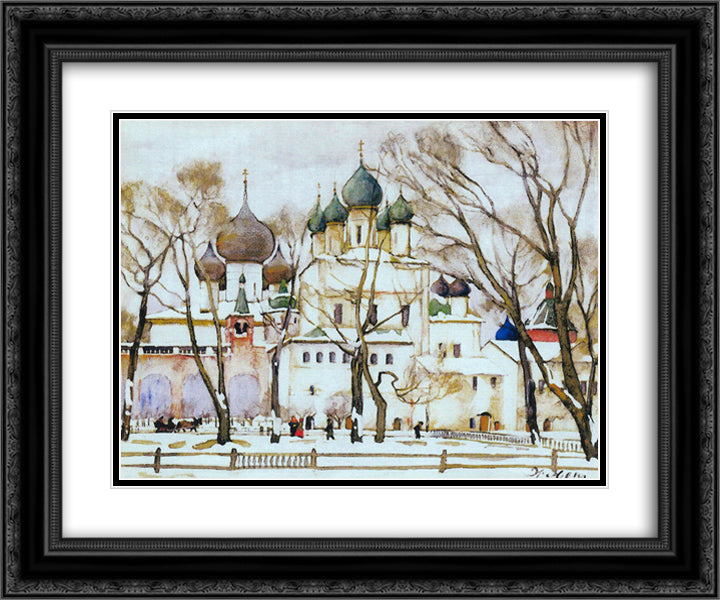 The cathederal in Rostov The Great 24x20 Black Ornate Wood Framed Art Print Poster with Double Matting by Yuon, Konstantin