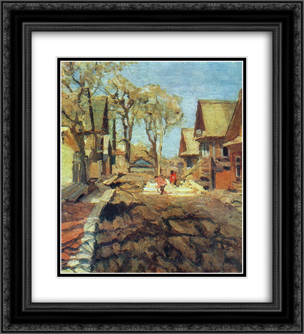 The Old Elms 20x22 Black Ornate Wood Framed Art Print Poster with Double Matting by Yuon, Konstantin