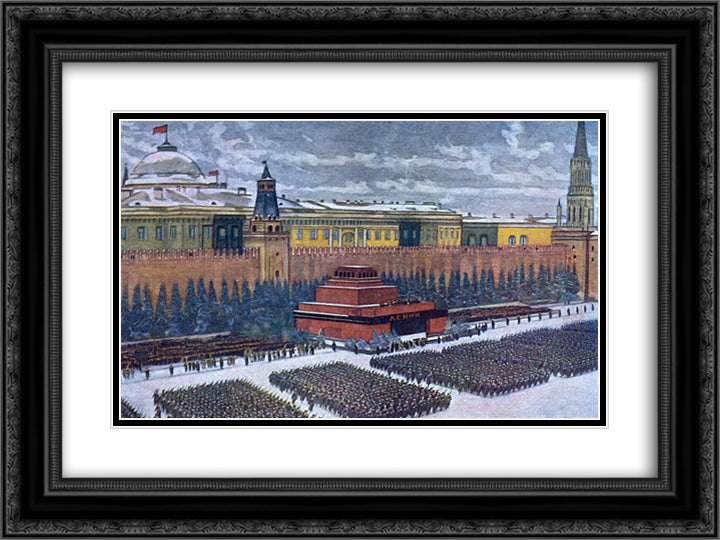 The Red Army on parade in Red Square, Moscow, November 1940 24x18 Black Ornate Wood Framed Art Print Poster with Double Matting by Yuon, Konstantin