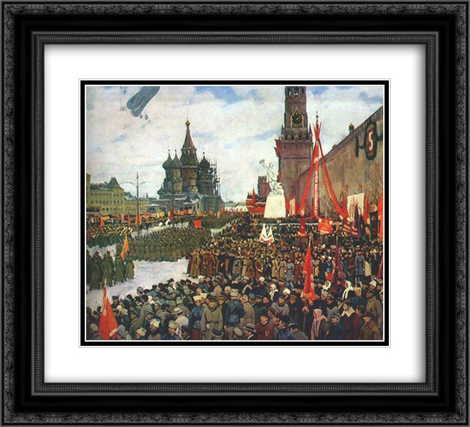 The Red Army parade 22x20 Black Ornate Wood Framed Art Print Poster with Double Matting by Yuon, Konstantin