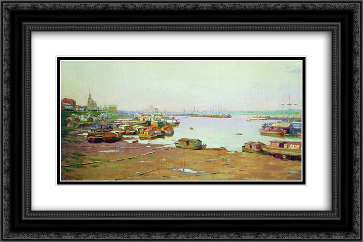 The River Pierce 24x16 Black Ornate Wood Framed Art Print Poster with Double Matting by Yuon, Konstantin