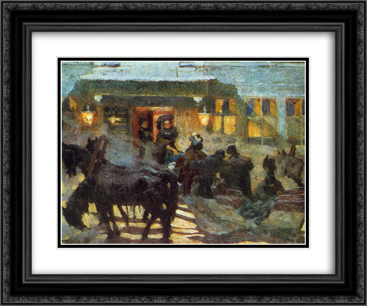 The Triple Near Old Yar 24x20 Black Ornate Wood Framed Art Print Poster with Double Matting by Yuon, Konstantin