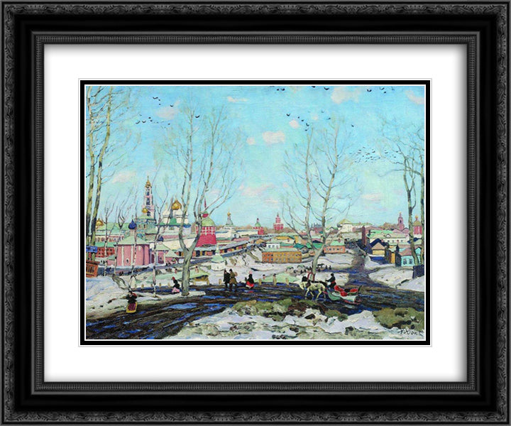 The Troitse - Sergiyev Monastery in spring 24x20 Black Ornate Wood Framed Art Print Poster with Double Matting by Yuon, Konstantin