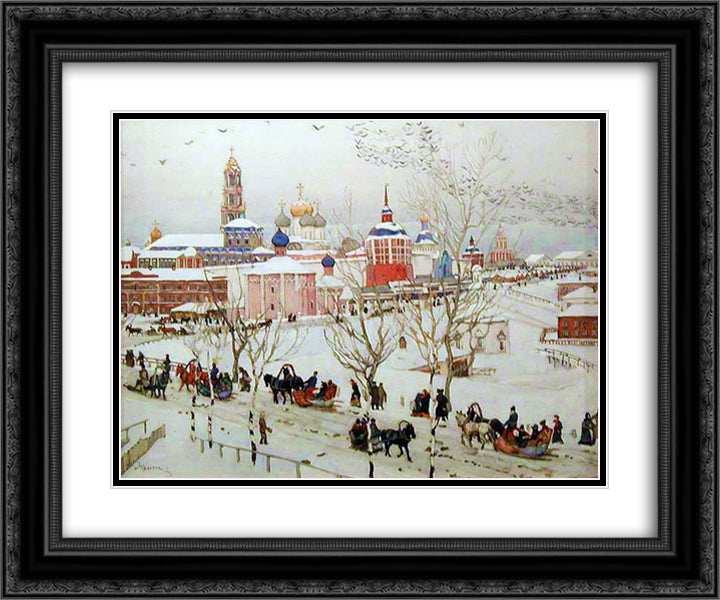 The View of Monastery fron the Vokzalnaya street 24x20 Black Ornate Wood Framed Art Print Poster with Double Matting by Yuon, Konstantin