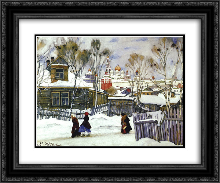 The View of Troitse - Sergiyev Monastery 24x20 Black Ornate Wood Framed Art Print Poster with Double Matting by Yuon, Konstantin