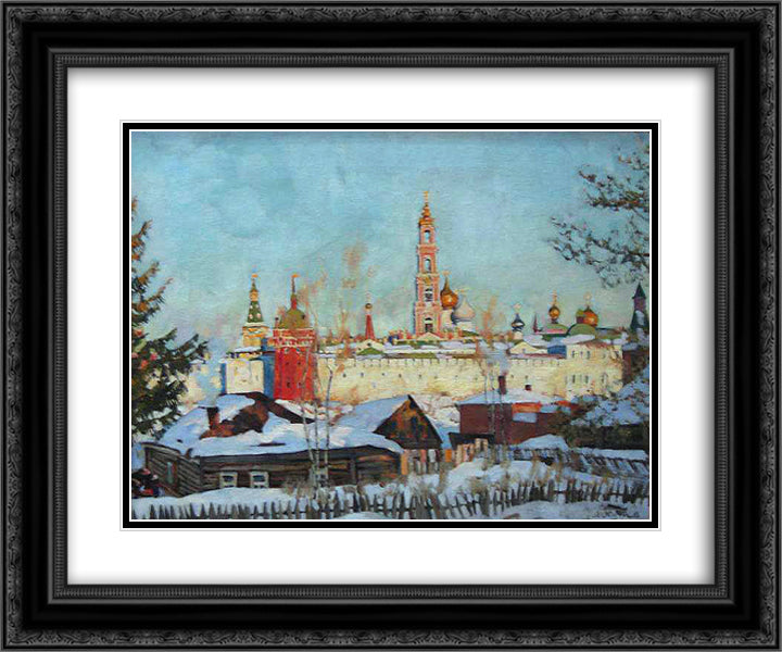 The View of Troitse - Sergiyev Monastery from West 24x20 Black Ornate Wood Framed Art Print Poster with Double Matting by Yuon, Konstantin