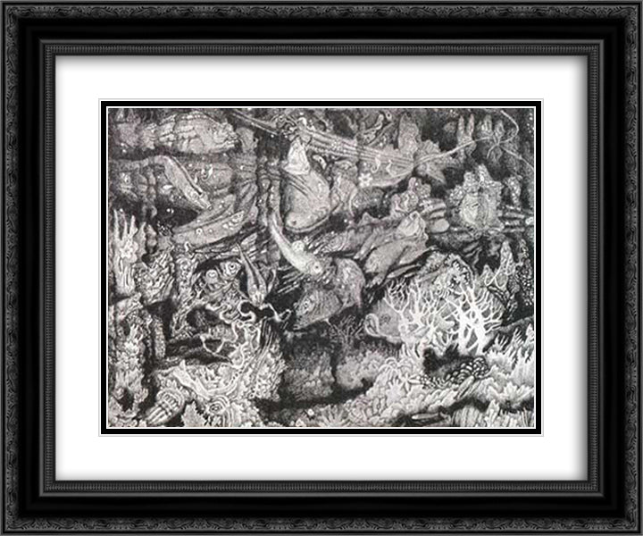 The Water Kingdom 24x20 Black Ornate Wood Framed Art Print Poster with Double Matting by Yuon, Konstantin