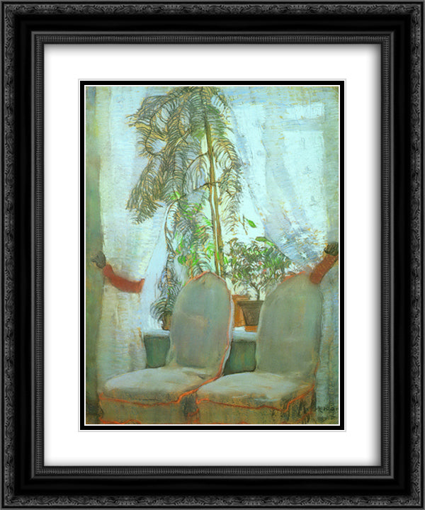 The Window. Moscow, artist's parents appartment 20x24 Black Ornate Wood Framed Art Print Poster with Double Matting by Yuon, Konstantin