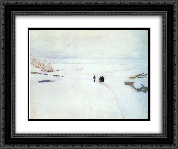 The Winter. Rostov The Great 24x20 Black Ornate Wood Framed Art Print Poster with Double Matting by Yuon, Konstantin