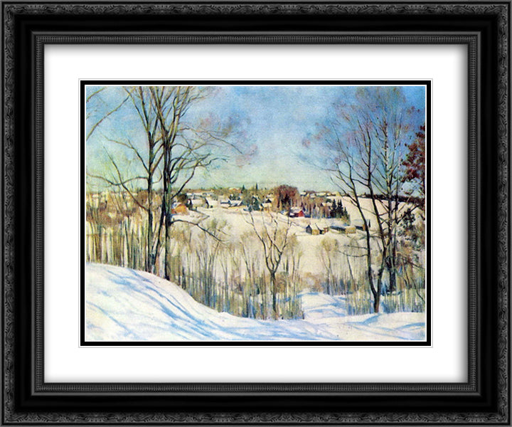 The Winter Day 24x20 Black Ornate Wood Framed Art Print Poster with Double Matting by Yuon, Konstantin