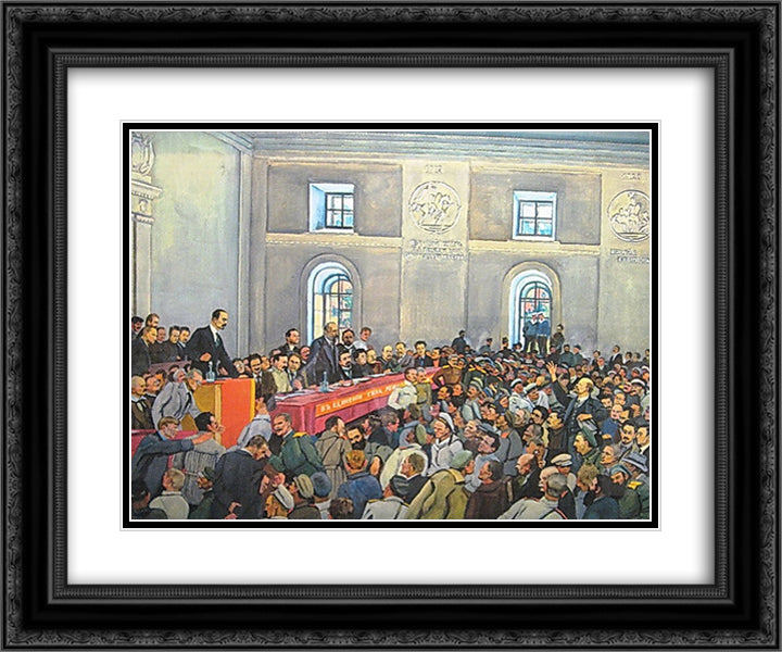There is such a party! (Lenin on the 1st All - Russian Congress of Workers' and Soldiers'Deputies in Petrograd) 24x20 Black Ornate Wood Framed Art Print Poster with Double Matting by Yuon, Konstantin