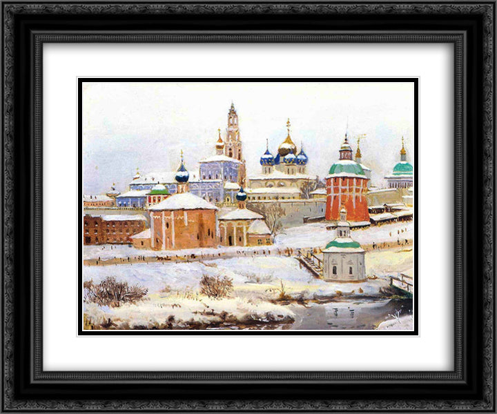 Troitse - Sergiyev Monastery 24x20 Black Ornate Wood Framed Art Print Poster with Double Matting by Yuon, Konstantin
