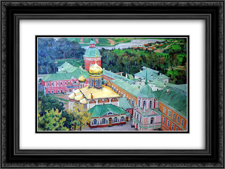 Troitsky Cathederal in Troitse - Sergiyev Monastery 24x18 Black Ornate Wood Framed Art Print Poster with Double Matting by Yuon, Konstantin