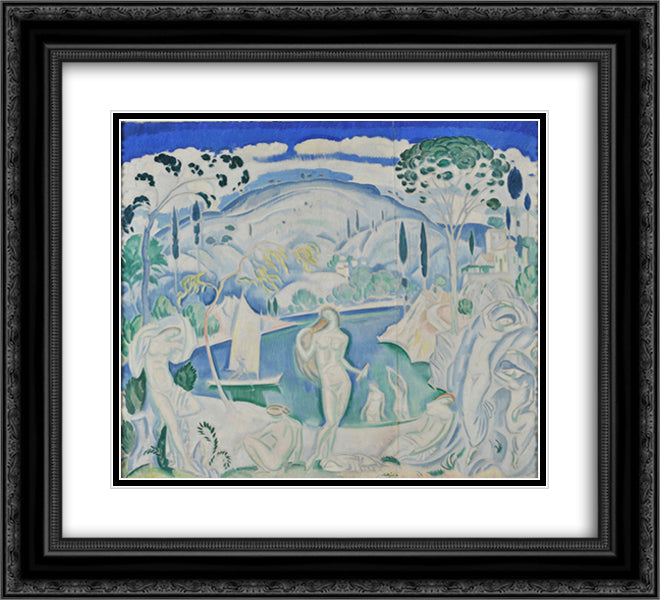 Bathers 22x20 Black Ornate Wood Framed Art Print Poster with Double Matting by Parthenis, Konstantinos