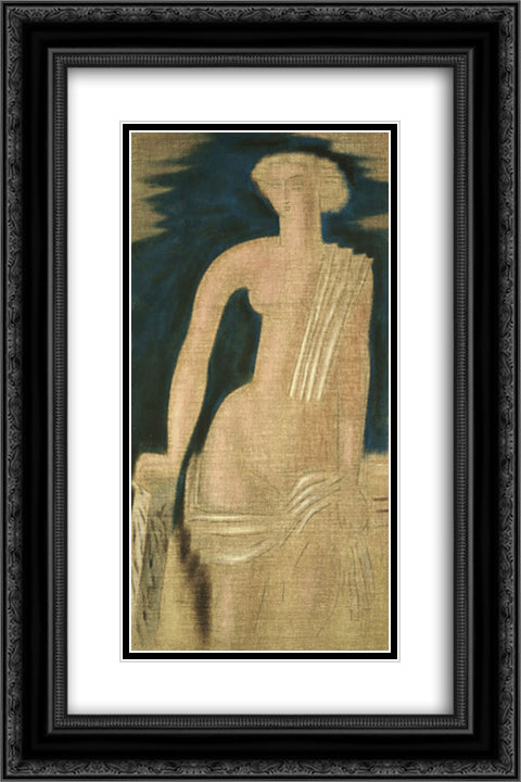 Figure from Greek Antiquity (diptych) 16x24 Black Ornate Wood Framed Art Print Poster with Double Matting by Parthenis, Konstantinos