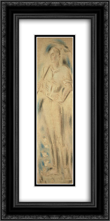 Gazing at Peace 12x24 Black Ornate Wood Framed Art Print Poster with Double Matting by Parthenis, Konstantinos