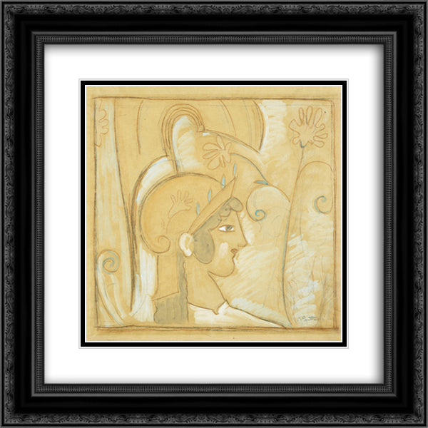 Head of Athena 20x20 Black Ornate Wood Framed Art Print Poster with Double Matting by Parthenis, Konstantinos