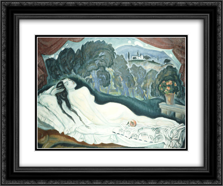 Large Nude 24x20 Black Ornate Wood Framed Art Print Poster with Double Matting by Parthenis, Konstantinos