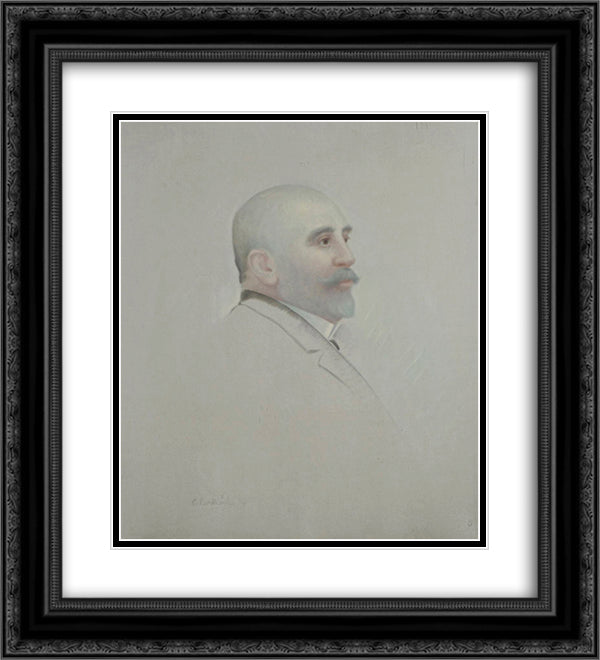 Portrait of P. Papathanasiou 20x22 Black Ornate Wood Framed Art Print Poster with Double Matting by Parthenis, Konstantinos