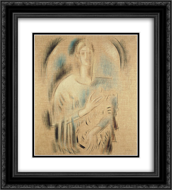 St. Cecilia 20x22 Black Ornate Wood Framed Art Print Poster with Double Matting by Parthenis, Konstantinos