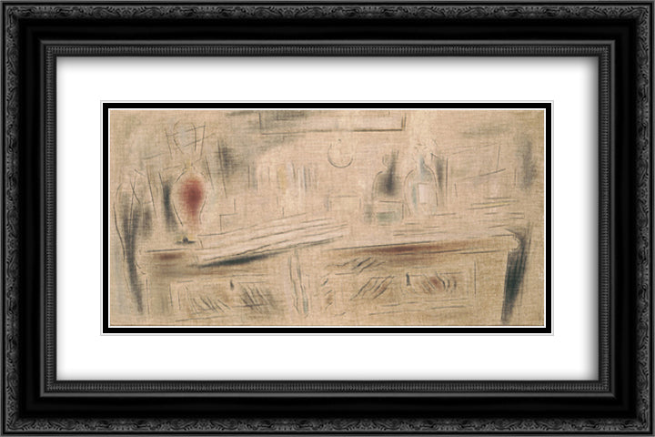 Still Life with Bottles 24x16 Black Ornate Wood Framed Art Print Poster with Double Matting by Parthenis, Konstantinos