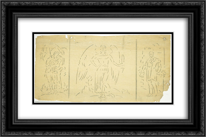 Victory Triptych 24x16 Black Ornate Wood Framed Art Print Poster with Double Matting by Parthenis, Konstantinos