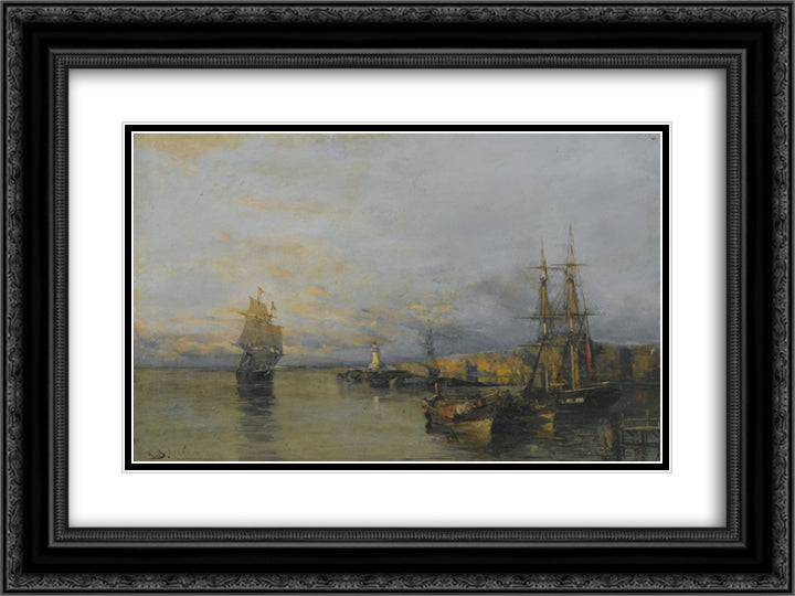 Along the coast 24x18 Black Ornate Wood Framed Art Print Poster with Double Matting by Volanakis, Konstantinos
