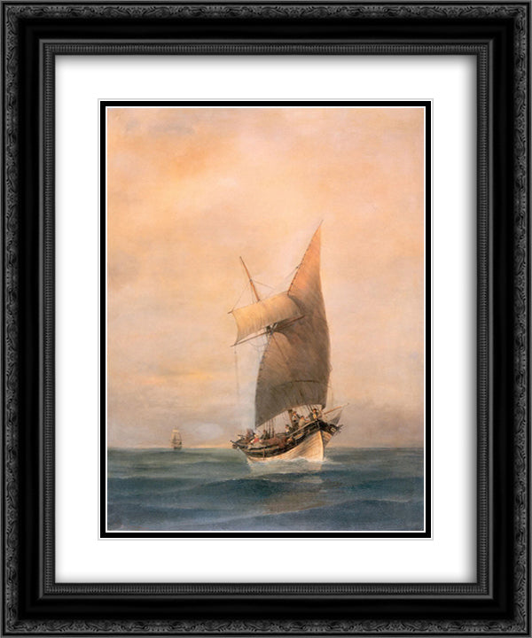Boat 20x24 Black Ornate Wood Framed Art Print Poster with Double Matting by Volanakis, Konstantinos