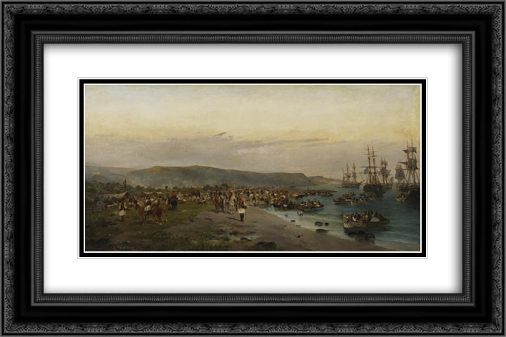 Karaiskakis, Faliro 24x16 Black Ornate Wood Framed Art Print Poster with Double Matting by Volanakis, Konstantinos