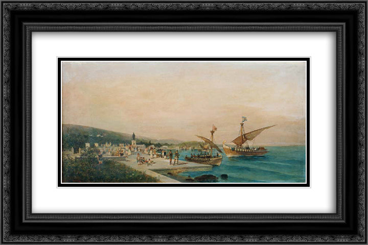 Return of the Argonauts 24x16 Black Ornate Wood Framed Art Print Poster with Double Matting by Volanakis, Konstantinos