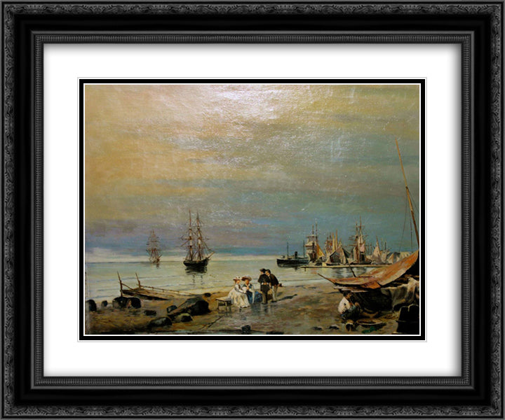 Seascape 24x20 Black Ornate Wood Framed Art Print Poster with Double Matting by Volanakis, Konstantinos